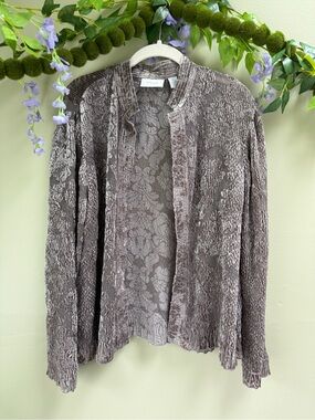 Chico's Semi-Sheer Velvet Floral Cardi/Shacket, size 2/L